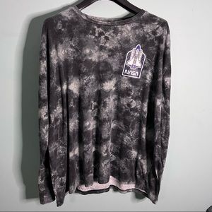 Long Sleeve Gray Tie Dye NASA Tee Mens 2XL